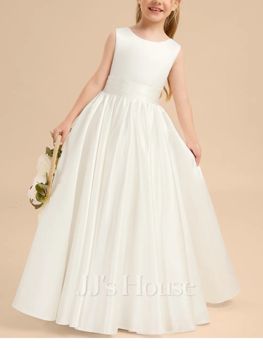 JJs House White Elegant Sleeveless Flower Girl Gown